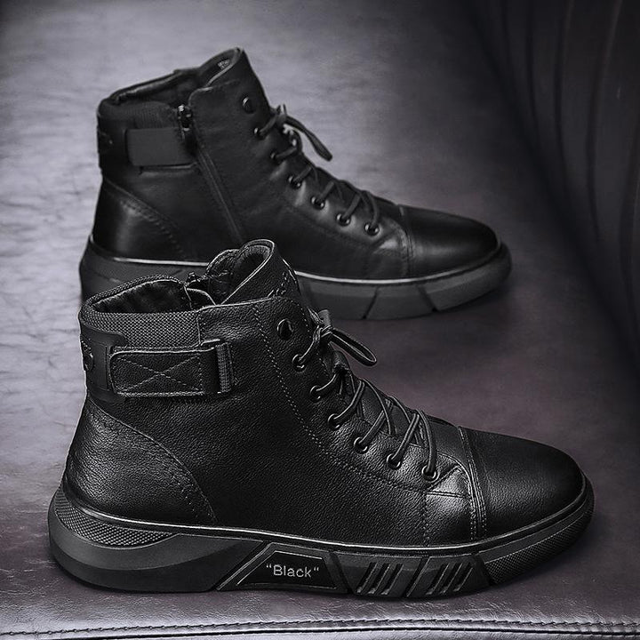 Davido ™ - Robust men's leather boots made of black leather